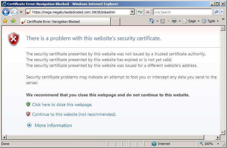 Certificate Error